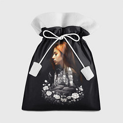 Мешок для подарков Воспоминания о любви Девушка цветы и замок, цвет: 3D-принт