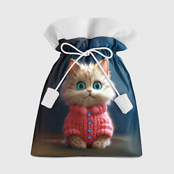 Мешок для подарков Котик в розовом свитере, цвет: 3D-принт