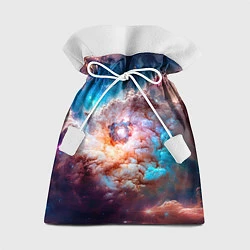 Мешок для подарков Небула в космосе в голубо-розовых тонах - нейронна, цвет: 3D-принт