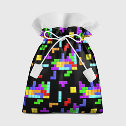 Мешок для подарков Неоновый тетрис на темном фоне, цвет: 3D-принт