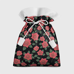 Мешок для подарков Алые розы на черном, цвет: 3D-принт