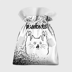 Подарочный мешок Ramones рок кот на светлом фоне