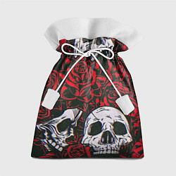 Мешок для подарков Красные розы и черепа, цвет: 3D-принт