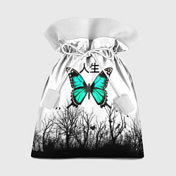 Мешок для подарков С бабочкой на фоне японского иероглифа, цвет: 3D-принт