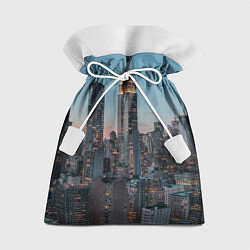 Мешок для подарков Утренний город с небоскребами, цвет: 3D-принт