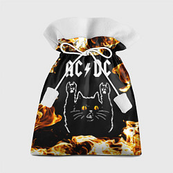 Мешок для подарков AC DC рок кот и огонь, цвет: 3D-принт