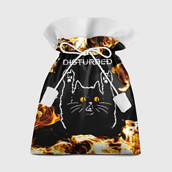 Мешок для подарков Disturbed рок кот и огонь, цвет: 3D-принт