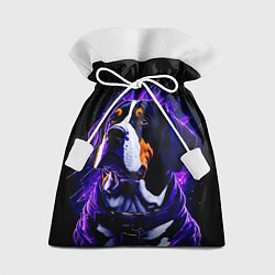 Мешок для подарков Бигль - фиолетовый неон, цвет: 3D-принт