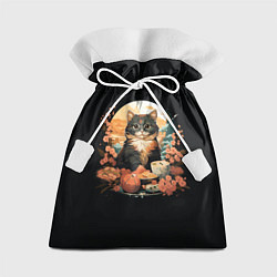 Мешок для подарков Пушистая японская кошка за обедом, цвет: 3D-принт
