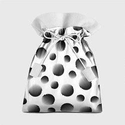 Мешок для подарков Черные полосатые шары на белом, цвет: 3D-принт