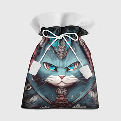 Мешок для подарков Кот самурай сердитый, цвет: 3D-принт