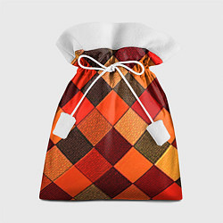 Мешок для подарков Шахматка красно-коричневая, цвет: 3D-принт