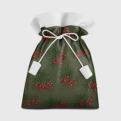 Мешок для подарков Рябина на зеленом - паттерн, цвет: 3D-принт