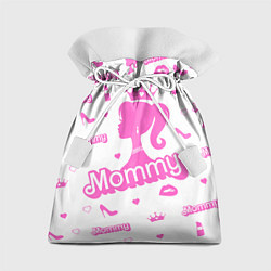 Мешок для подарков Мамочка - силуэт барби: паттерн розовый на белом ф, цвет: 3D-принт