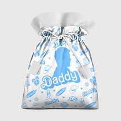 Мешок для подарков Папочка - силуэт Кена: паттерн синий, цвет: 3D-принт