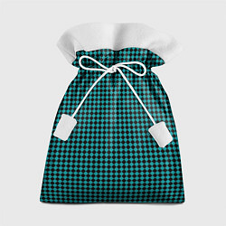 Мешок для подарков Шахматный паттерн чёрно-зелёный, цвет: 3D-принт