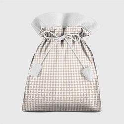 Мешок для подарков Шахматка бело-бежевый, цвет: 3D-принт