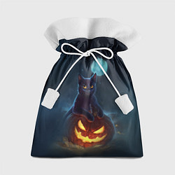 Мешок для подарков Кот с тыквой - хэллоуин, цвет: 3D-принт