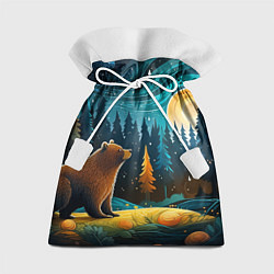 Мешок для подарков Хозяин тайги: медведь в лесу, цвет: 3D-принт