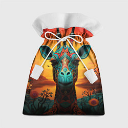 Мешок для подарков Жираф в стиле фолк-арт, цвет: 3D-принт