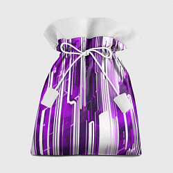 Мешок для подарков Киберпанк полосы белый и фиолетовый, цвет: 3D-принт