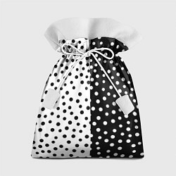 Мешок для подарков Две половины чёрный и белый горошек, цвет: 3D-принт