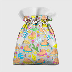 Мешок для подарков Семья капибар на отдыхе, цвет: 3D-принт