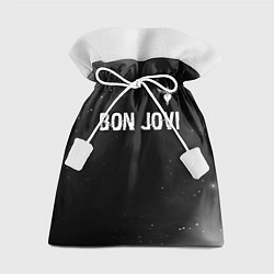 Мешок для подарков Bon Jovi glitch на темном фоне посередине, цвет: 3D-принт