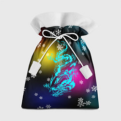 Мешок для подарков Праздничный дракон и снежинки, цвет: 3D-принт