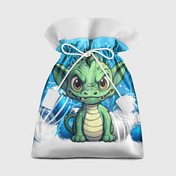 Мешок для подарков Маленький зеленый забавный дракон, цвет: 3D-принт