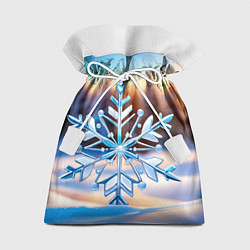 Мешок для подарков Большая снежинка на фоне леса, цвет: 3D-принт