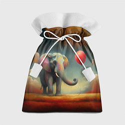 Мешок для подарков Грустный слон и красный шарик, цвет: 3D-принт