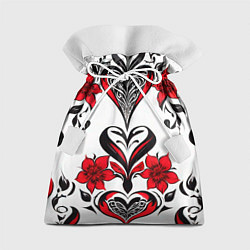 Мешок для подарков Красный узор сердце, цвет: 3D-принт