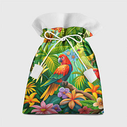 Мешок для подарков Попугаи - экзотические птицы, цвет: 3D-принт