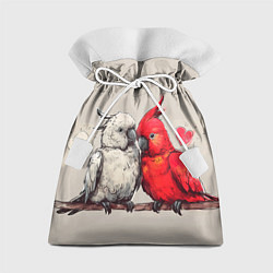 Мешок для подарков Влюбленные попугаи 14 февраля, цвет: 3D-принт
