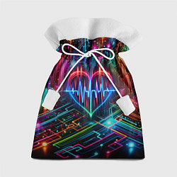 Мешок для подарков Неоновое сердце - кардиограмма, цвет: 3D-принт