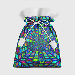 Мешок для подарков Абстрактный узор коридор из разноцветных квадратов, цвет: 3D-принт