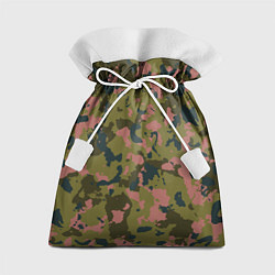 Мешок для подарков Камуфляжный паттерн зеленый с розовыми пятнами, цвет: 3D-принт
