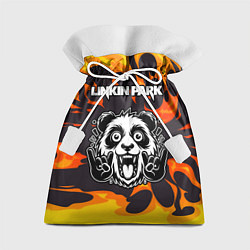 Мешок для подарков Linkin Park рок панда и огонь, цвет: 3D-принт