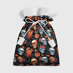 Мешок для подарков Весёлые черепа в кустах, цвет: 3D-принт