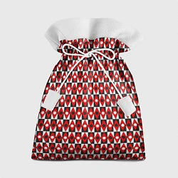 Мешок для подарков Чёрно-белые ромбы и круги на красном фоне, цвет: 3D-принт