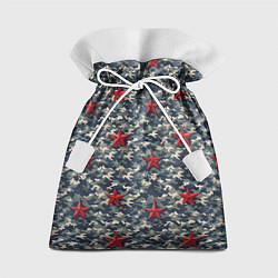 Мешок для подарков Красные звезды на камуфляже, цвет: 3D-принт