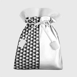 Мешок для подарков Чёрные треугольники на белом фоне, цвет: 3D-принт