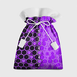 Мешок для подарков Техно-киберпанк шестиугольники фиолетовый и чёрный, цвет: 3D-принт