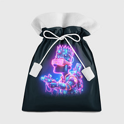 Мешок для подарков Неоновый Барт Симпсон - киберпанк фантазия, цвет: 3D-принт