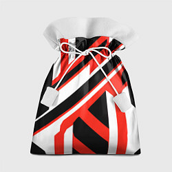 Мешок для подарков Чёрно-красные полосы на белом фоне, цвет: 3D-принт