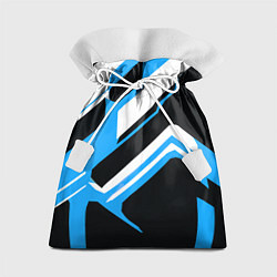 Мешок для подарков Бело-голубые линии на чёрном фоне, цвет: 3D-принт