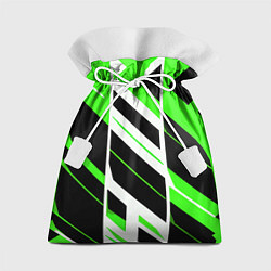 Мешок для подарков Black and green stripes on a white background, цвет: 3D-принт