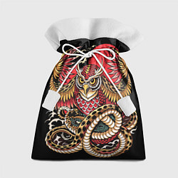 Мешок для подарков Сова со змеёй в японском стиле, цвет: 3D-принт