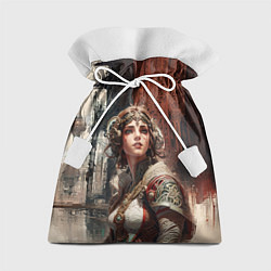 Мешок для подарков Девушка на фоне футуристичного города, цвет: 3D-принт
